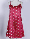 Satin Heart Print Chemise Short Nightdress