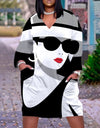 Cute Long Sleeve Printed pullover dress