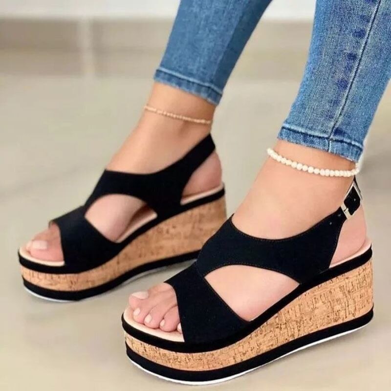 Thick Bottom Wedge Open Toe Sandals