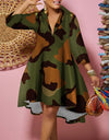 Fashion Print Loose Camouflage Irregular Dress