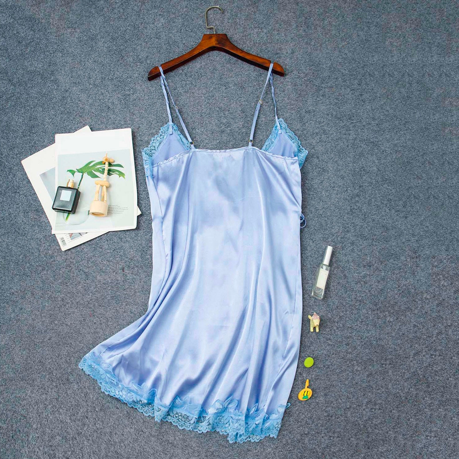 Silk Satin Lace Robe Nightdress