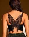 Butterfly Embroidery Sleeveless Spaghetti Strap Crop Top