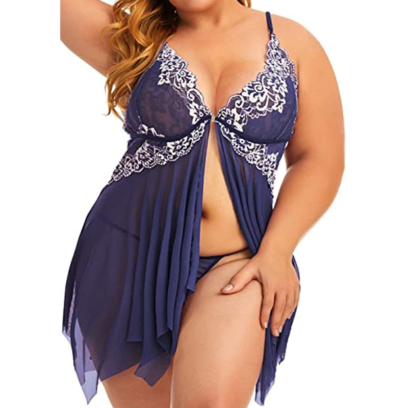 Plus Size Lace Set Chemise Nightgown
