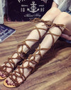Bandage Knee High Flat Sandals