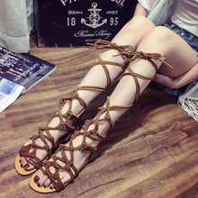 Load image into Gallery viewer, Bandage Knee High Flat Sandals
