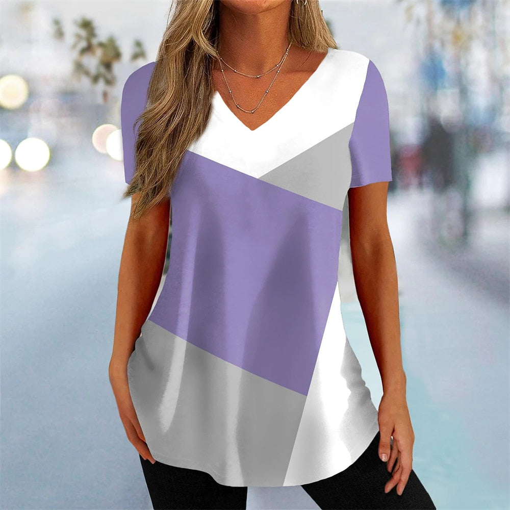 Simple 3d Fashion V-neck T-shirt