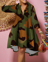 Fashion Print Loose Camouflage Irregular Dress