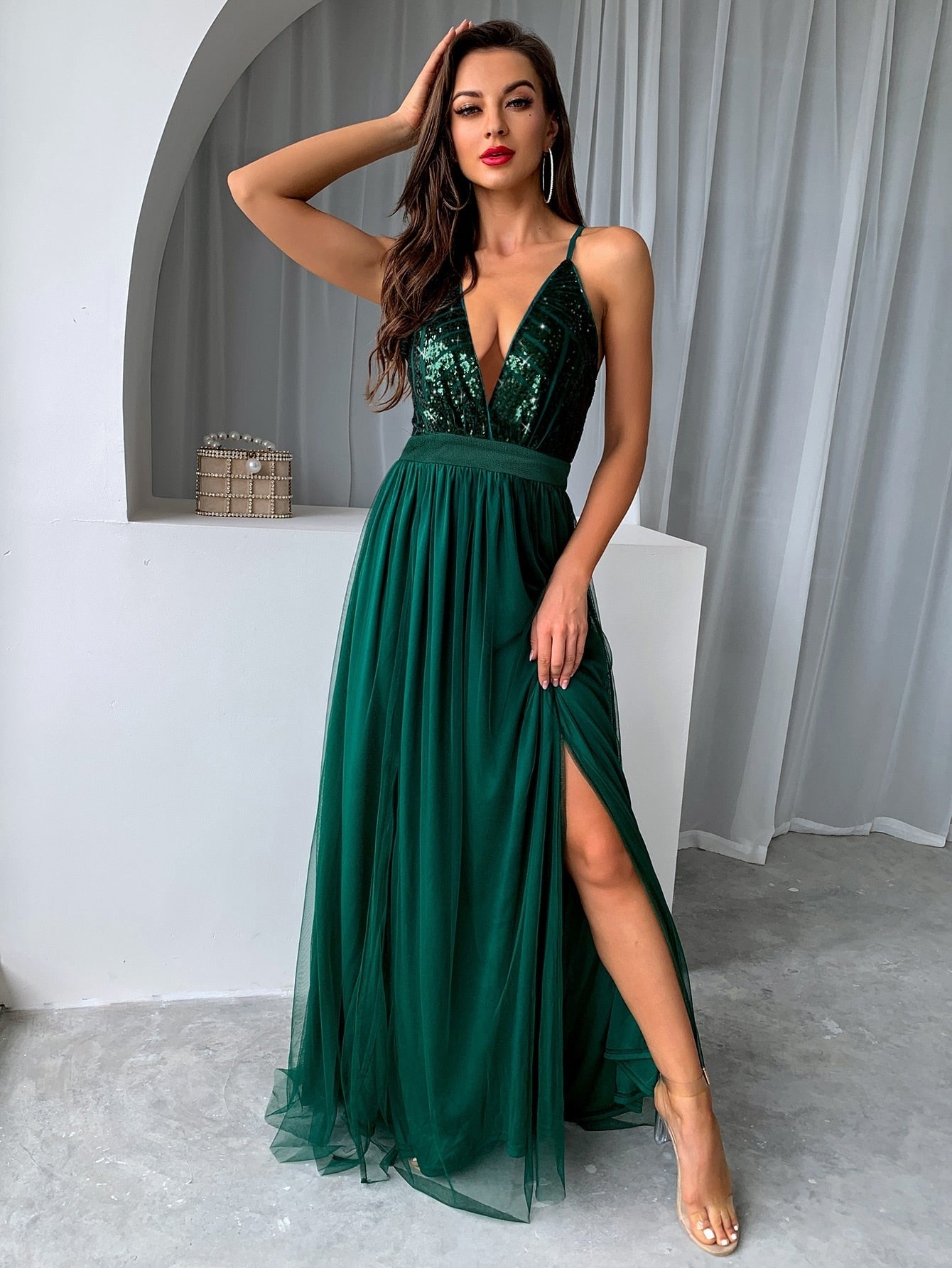 2003 Backless V-neck Maxi Dress