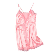 Cargar imagen en el visor de la galería, Silk Satin Lace Robe Nightdress
