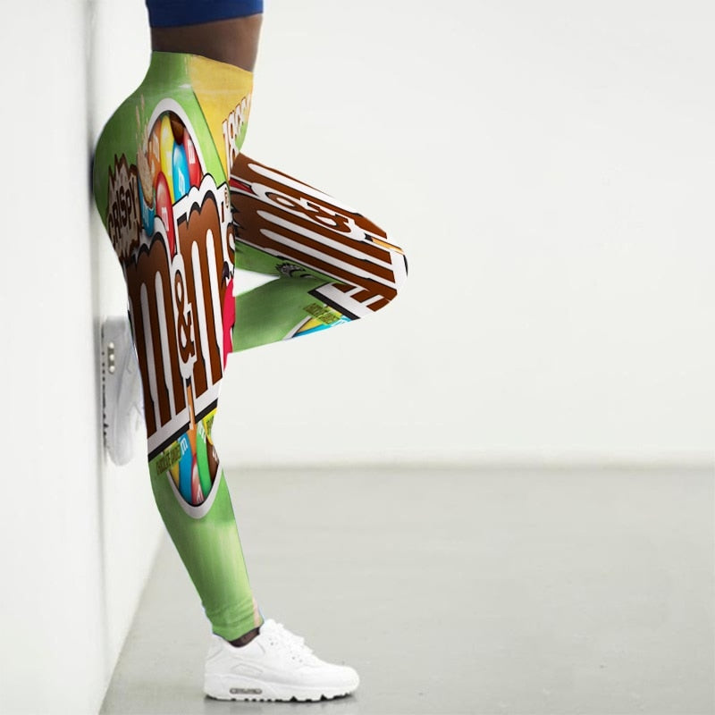High Waist 3D Cartoon Printed Gym Yoga Leggings