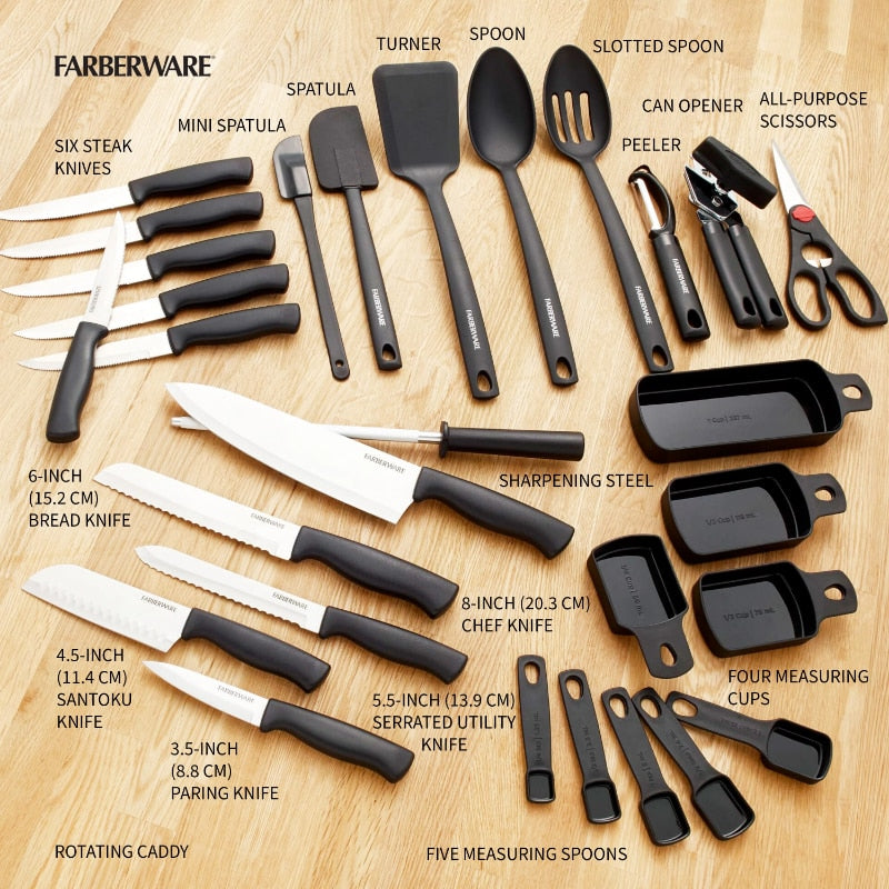 Classic 30-piece Rotating Cutlery Knife Set with Block