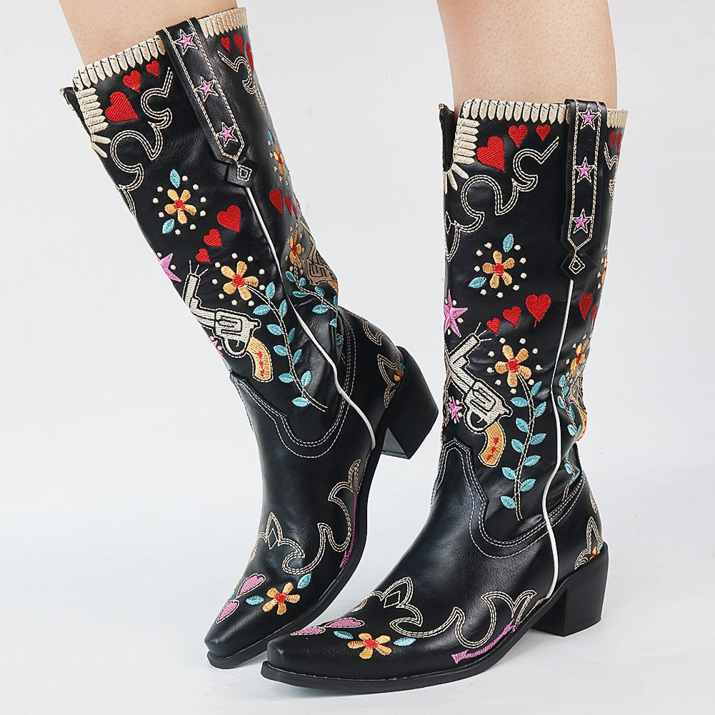 Mid Calf Western Cowgirl/cowboy Women Boots