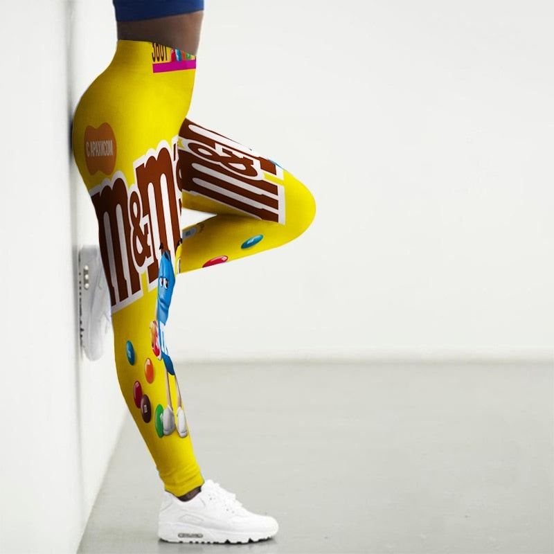 High Waist 3D Cartoon Printed Gym Yoga Leggings