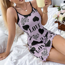 Cargar imagen en el visor de la galería, Heart/Love Print V Neck Sexy Nightgown
