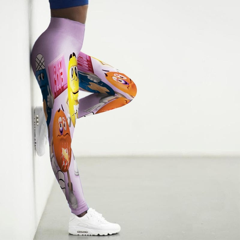 High Waist 3D Cartoon Printed Gym Yoga Leggings