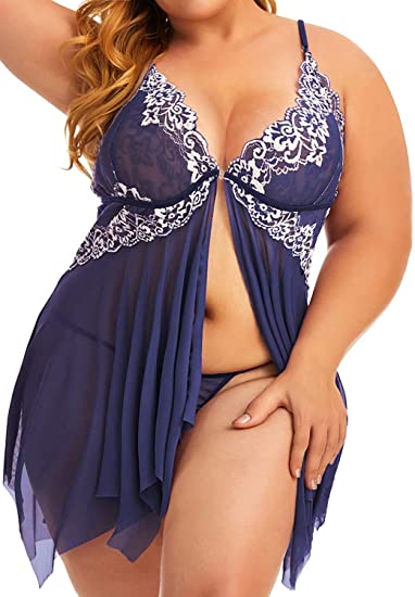 Plus Size Lace Set Chemise Nightgown