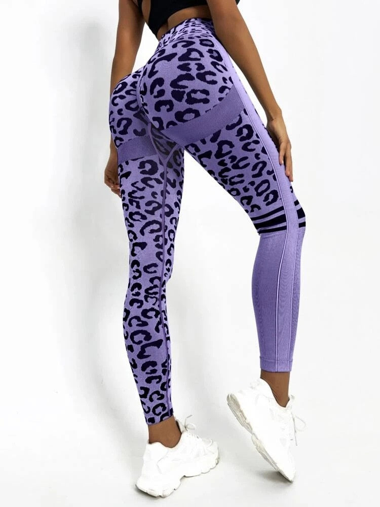 High Waist Leopard Seamless butt-lifting workout leggings