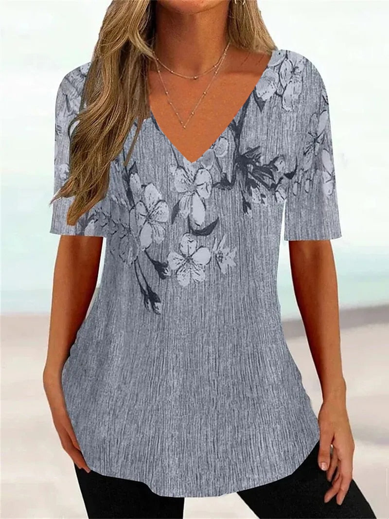 Simple 3d Fashion V-neck T-shirt