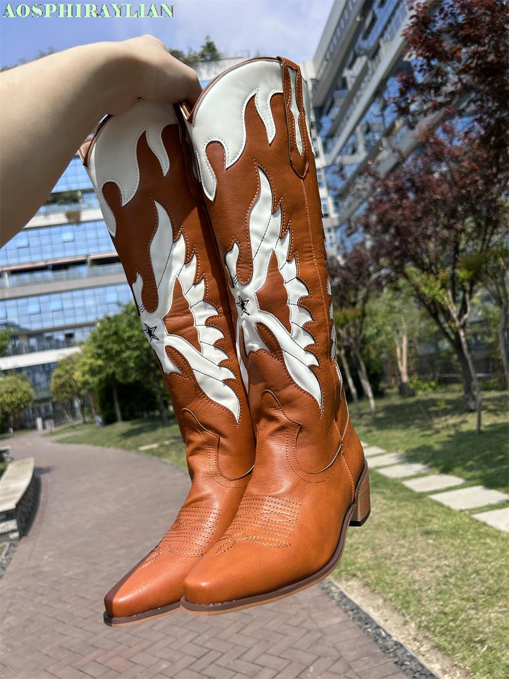 Brown Wings Western Cowboy Boots
