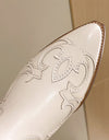 White Western Cowboy/Cowgirl Chunky Heel Pointed Boots