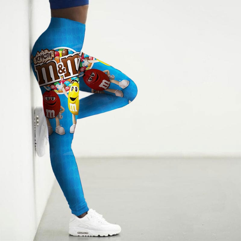 High Waist 3D Cartoon Printed Gym Yoga Leggings