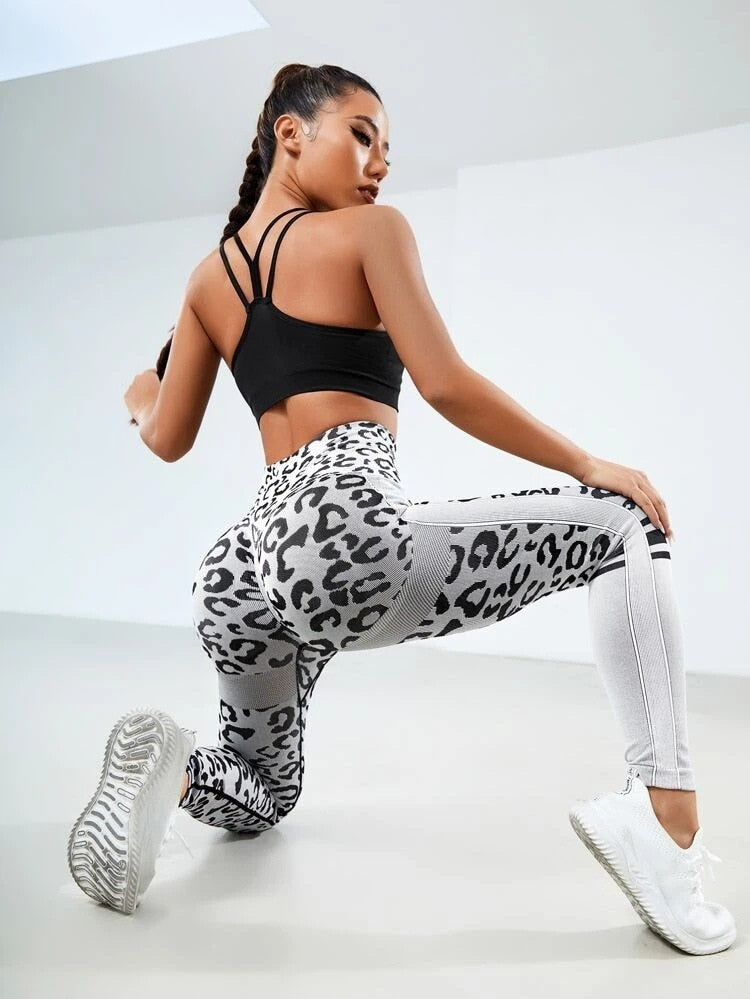 High Waist Leopard Seamless butt-lifting workout leggings