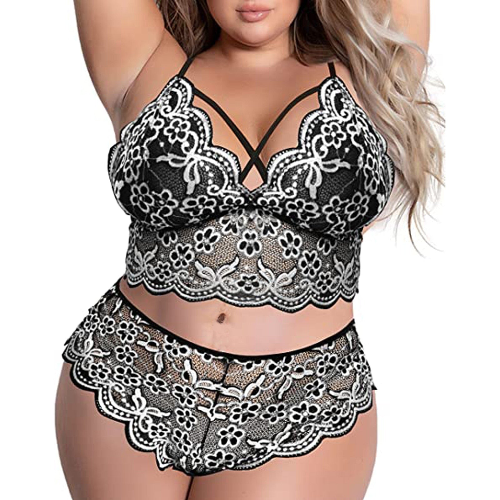 Sexy Plus Size Bra and panties Two Piece Set