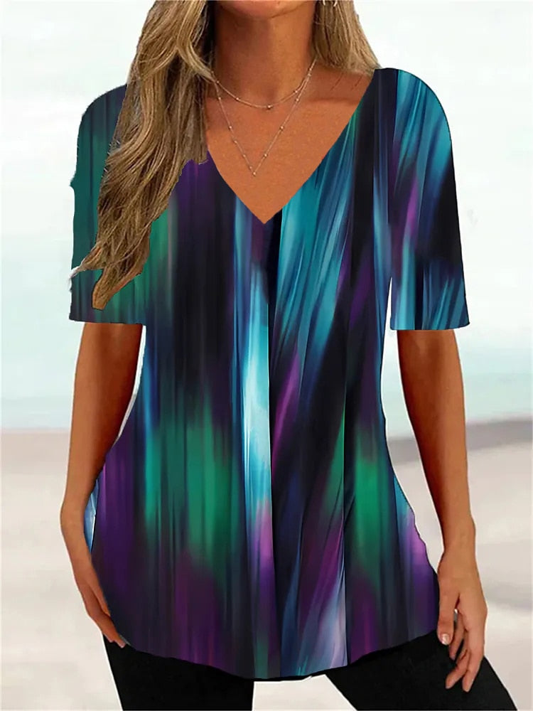 Simple 3d Fashion V-neck T-shirt