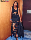 Sleeveless Hollow Coquette See Through Dress
