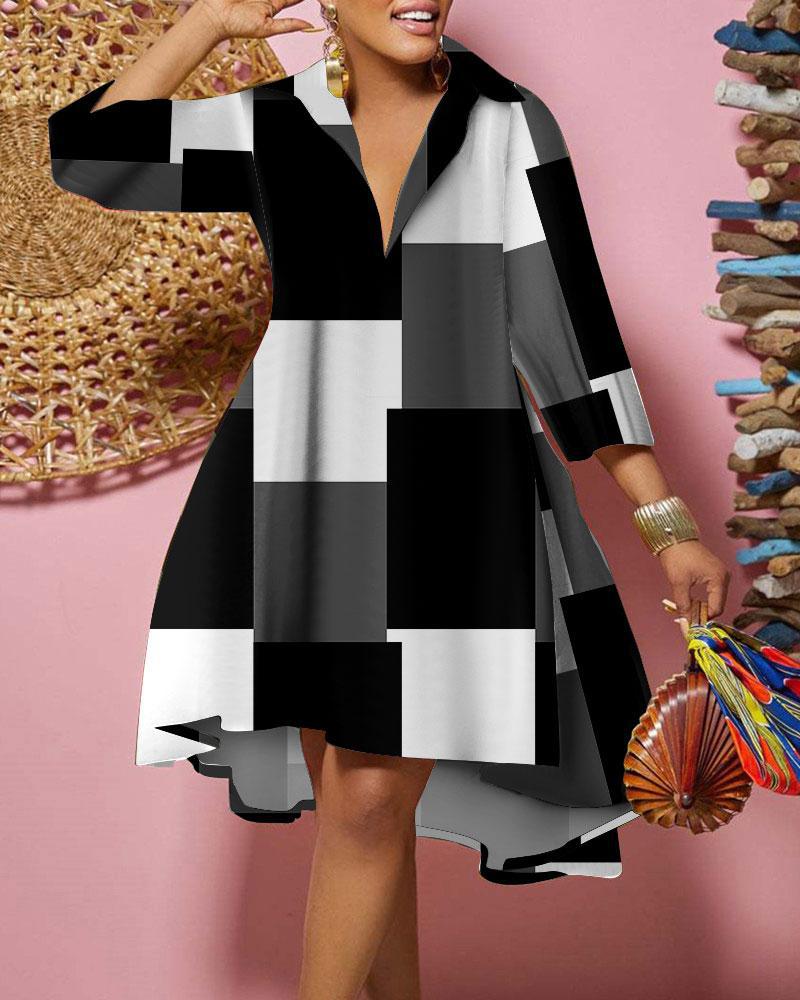 Fashion Print Loose Camouflage Irregular Dress