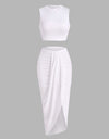 Two Piece Sleeveless Crop Top Summer Skirt