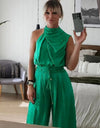 Sleeveless Two Piece Pleated Texture Pants Set