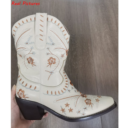Embroidered Western Cowboy Ankle Cowboy/Cowgirl Boots