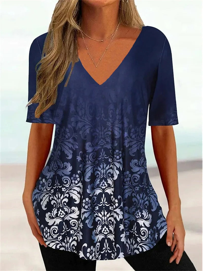 Simple 3d Fashion V-neck T-shirt