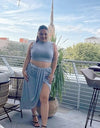 Two Piece Sleeveless Crop Top Summer Skirt