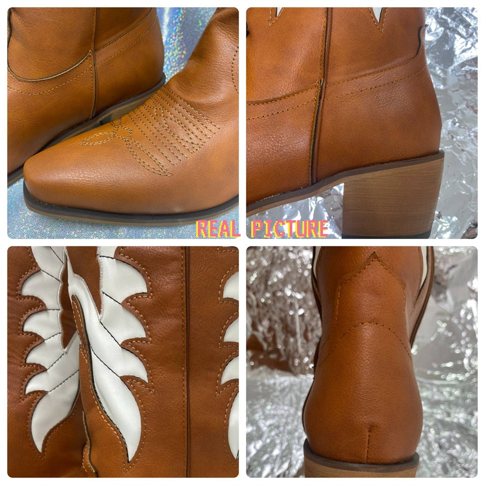 Brown Wings Western Cowboy Boots