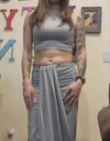 Two Piece Sleeveless Crop Top Summer Skirt