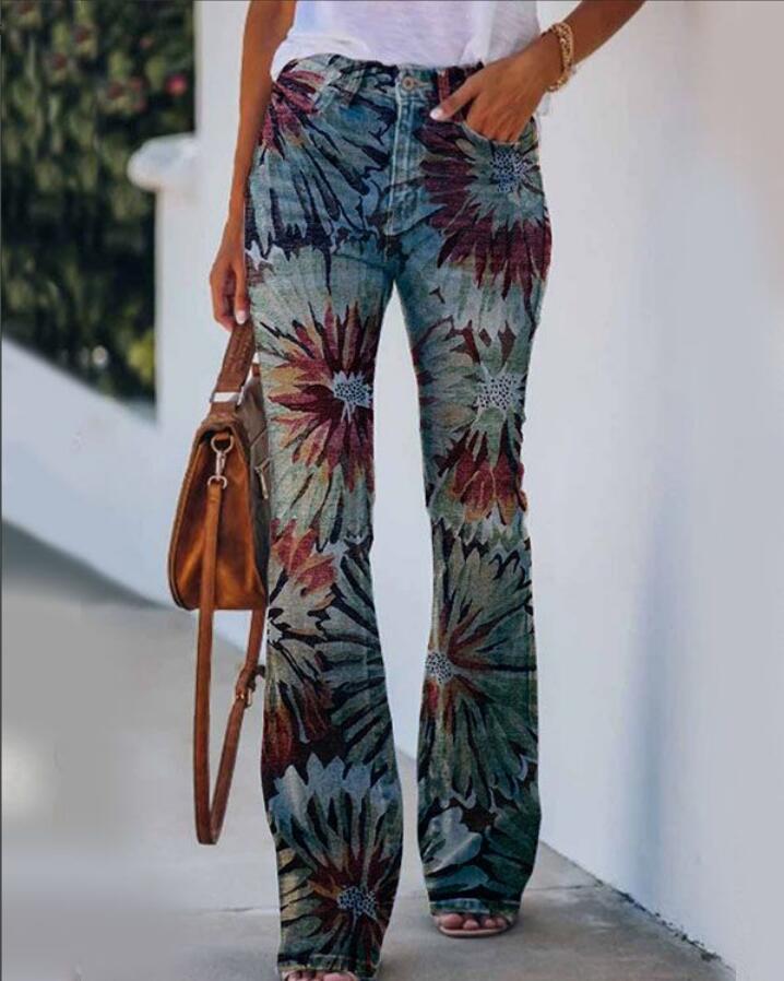Casual Wide Leg Design Jeans