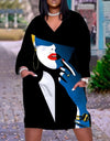 Cute Long Sleeve Printed pullover dress