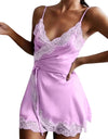 Silk Satin Lace Robe Nightdress