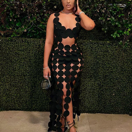 Sleeveless Hollow Coquette See Through Dress