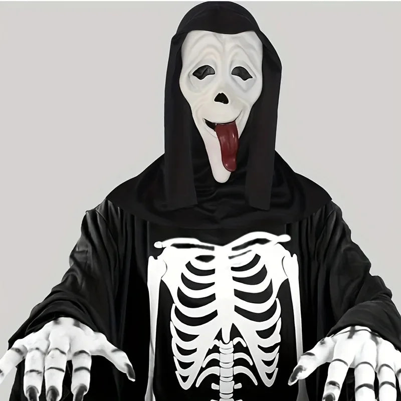 long-tongued ghost mask, natural latex full-face mask