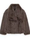 Faux Fur Coat Long Sleeve Front Snap-button Thick Coat