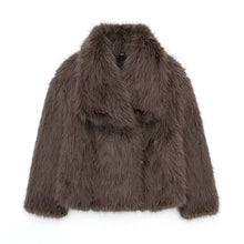 將圖片載入圖庫檢視器 Faux Fur Coat Long Sleeve Front Snap-button Thick Coat
