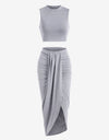 Two Piece Sleeveless Crop Top Summer Skirt
