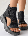 Knitted Braided Geometric Wedge Sandals