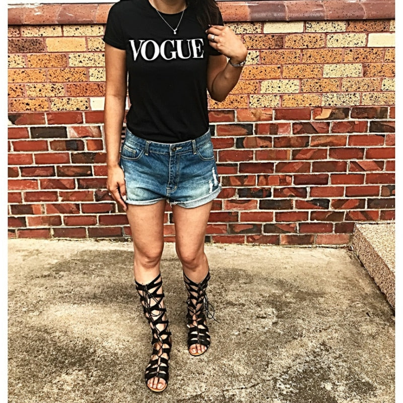 Bandage Knee High Flat Sandals
