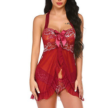 Load image into Gallery viewer, Transparent Lace Floral Sleepwear Nightie
