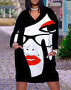 Cute Long Sleeve Printed pullover dress