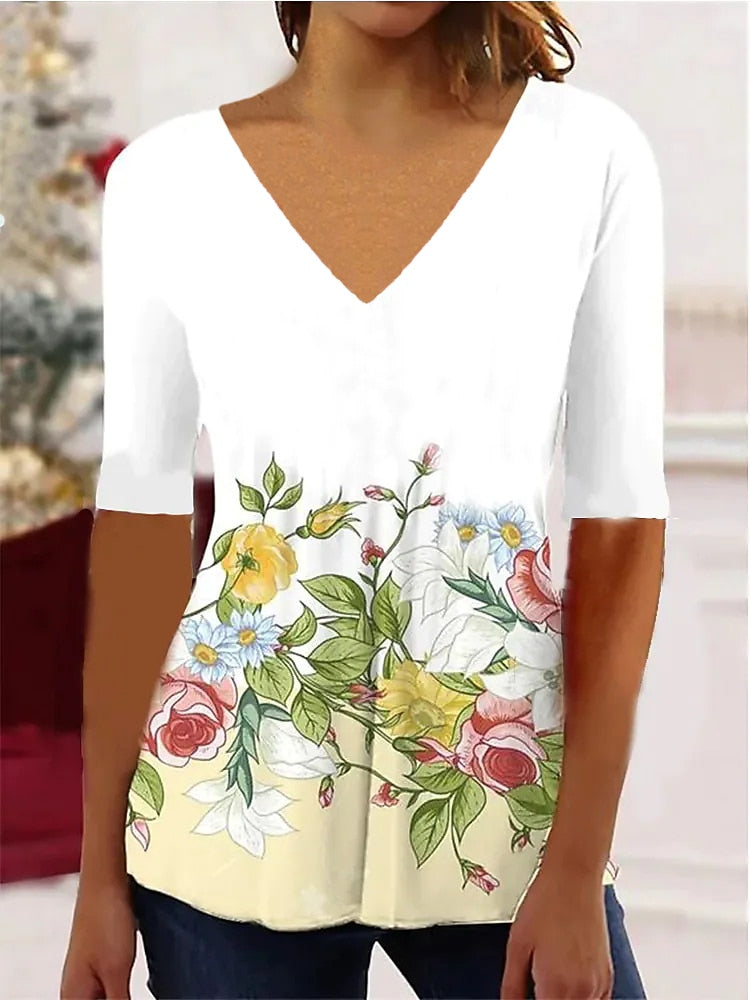 Simple 3d Fashion V-neck T-shirt